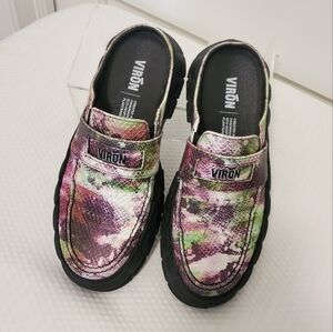 Virón Women's Purple/Green Leather Mule Loafer Shoes Size 38 EU/8 US